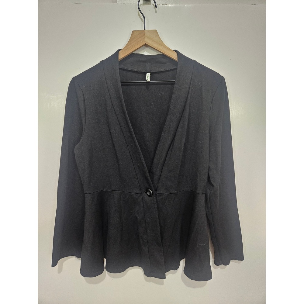 Halara Black Peplum Blazer V Neck Single Button Stretch Work Jacket